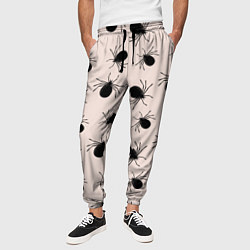 Брюки на резинке мужские Паттерн с черными жуками, цвет: 3D-принт — фото 2