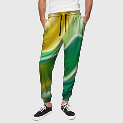 Брюки на резинке мужские Шелк зеленый с желтым, цвет: 3D-принт — фото 2