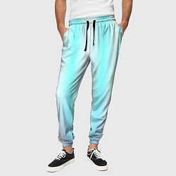 Брюки на резинке мужские Neon white blue lines, цвет: 3D-принт — фото 2