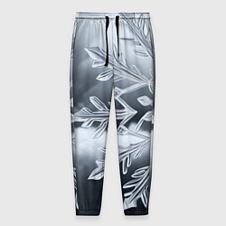 Брюки на резинке мужские Снежинка на черно белое, цвет: 3D-принт