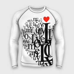 Рашгард мужской Love - текстовое сердце, цвет: 3D-принт