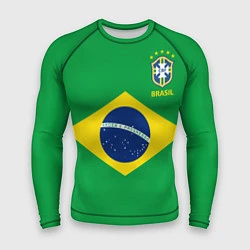 Рашгард мужской Сборная Бразилии: зеленая, цвет: 3D-принт