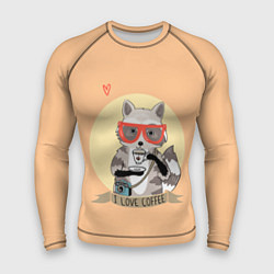 Рашгард мужской Raccoon Love Coffee, цвет: 3D-принт