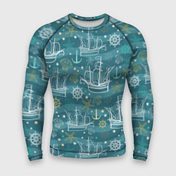 Мужской рашгард Парусники в море - паттерн