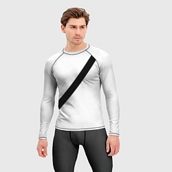 Рашгард мужской Ремень безопасности - черная полоса прикол на бело, цвет: 3D-принт — фото 2