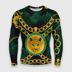 Рашгард мужской Золотой леопард и цепь, цвет: 3D-принт