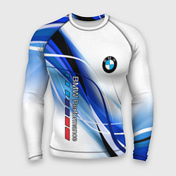 Рашгард мужской BMW волны - blue-white, цвет: 3D-принт