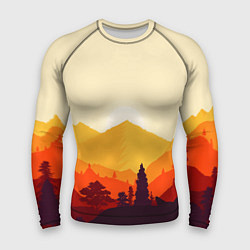 Рашгард мужской Горы закат пейзаж лиса арт, цвет: 3D-принт