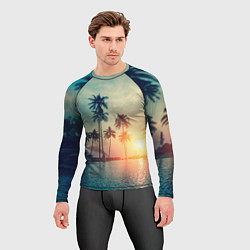 Рашгард мужской Пальмы, цвет: 3D-принт — фото 2