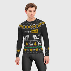 Рашгард мужской Pornhub свитер с оленями, цвет: 3D-принт — фото 2