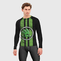 Рашгард мужской Skoda Green Logo Z, цвет: 3D-принт — фото 2