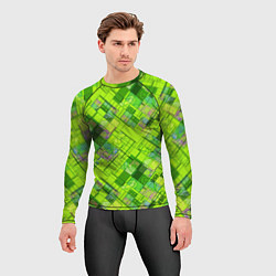Рашгард мужской Ярко-зеленый абстрактный узор, цвет: 3D-принт — фото 2