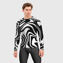 Рашгард мужской Черно-белые полосы Black and white stripes, цвет: 3D-принт — фото 2