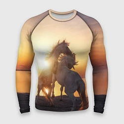 Рашгард мужской Лошади на закате, цвет: 3D-принт