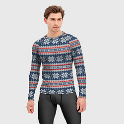 Рашгард мужской Knitted Christmas Pattern, цвет: 3D-принт — фото 2