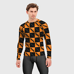Рашгард мужской Black Orange Squares, цвет: 3D-принт — фото 2