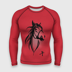 Рашгард мужской Огненная лошадь с иероглифом, цвет: 3D-принт