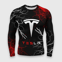 Рашгард мужской Tesla Трещины с молниями, цвет: 3D-принт