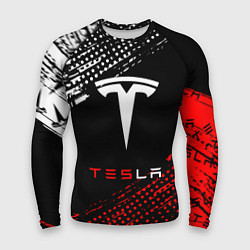 Рашгард мужской Tesla - Logo Pattern, цвет: 3D-принт