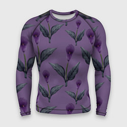 Рашгард мужской Фиолетовые каллы с зелеными листьями, цвет: 3D-принт