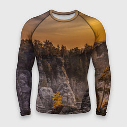 Рашгард мужской ГОРЫ И ЛЕС НА ЗАКАТЕ, цвет: 3D-принт