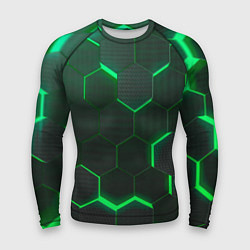 Рашгард мужской Неоновые соты - Green, цвет: 3D-принт