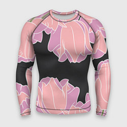 Рашгард мужской Розовые цветы-кристаллы, цвет: 3D-принт