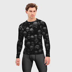 Рашгард мужской Черепа на черном фоне паттерн, цвет: 3D-принт — фото 2