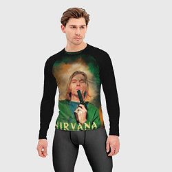 Рашгард мужской Nirvana - Kurt Cobain with a gun, цвет: 3D-принт — фото 2