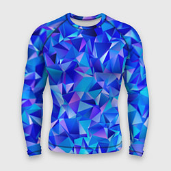 Рашгард мужской СИНЕ-ГОЛУБЫЕ полигональные кристаллы, цвет: 3D-принт