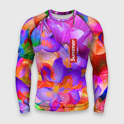 Мужской рашгард Красочный цветочный паттерн Лето Colorful Floral P