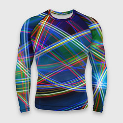 Рашгард мужской Разноцветные неоновые линии Абстракция Multicolore, цвет: 3D-принт