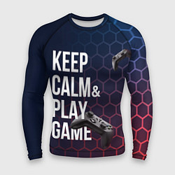 Мужской рашгард KEEP CALM& PLAY GAME PATTERN HEXAGONAL