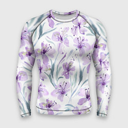 Рашгард мужской Цветы Фиолетовые Нарисованные Акварелью, цвет: 3D-принт