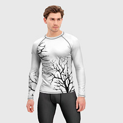 Рашгард мужской Черные ветки деревьев на белом фоне, цвет: 3D-принт — фото 2