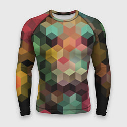 Рашгард мужской Разноцветный геометрический узор 3D, цвет: 3D-принт