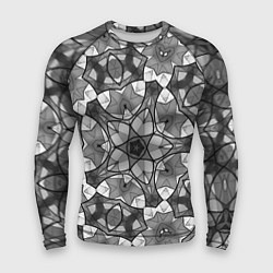 Рашгард мужской Черно-белый геометрический мозаичный узор, цвет: 3D-принт