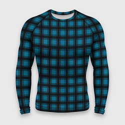 Рашгард мужской Black and blue plaid, цвет: 3D-принт