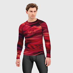 Рашгард мужской Красный абстрактный модный узор, цвет: 3D-принт — фото 2