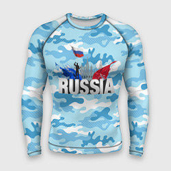 Рашгард мужской Russia: синий камфуляж, цвет: 3D-принт