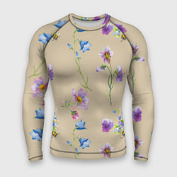 Рашгард мужской Нарисованные Цветы Колокольчики и Пчёлы, цвет: 3D-принт