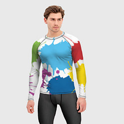 Рашгард мужской Цветные кляксы на белом фоне, цвет: 3D-принт — фото 2