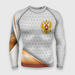 Рашгард мужской Герб РФ с золотой вставкой, цвет: 3D-принт