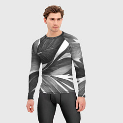 Рашгард мужской Чёрно-белый тропический вайб, цвет: 3D-принт — фото 2