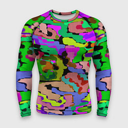 Рашгард мужской Разноцветный клетчатый камуфляж, цвет: 3D-принт