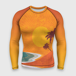 Рашгард мужской Закат на побережье минимализм, цвет: 3D-принт