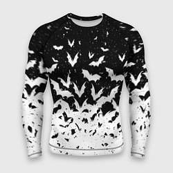 Мужской рашгард Black and white bat pattern