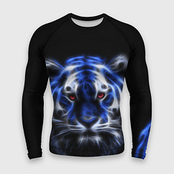 Рашгард мужской Синий неоновый тигр, цвет: 3D-принт