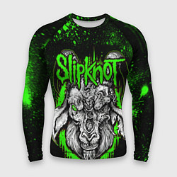 Рашгард мужской Slipknot зеленый козел, цвет: 3D-принт