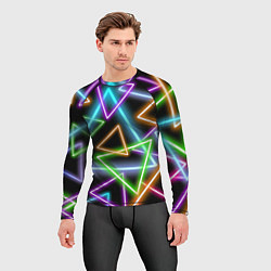 Рашгард мужской Неоновые треугольники - текстура, цвет: 3D-принт — фото 2